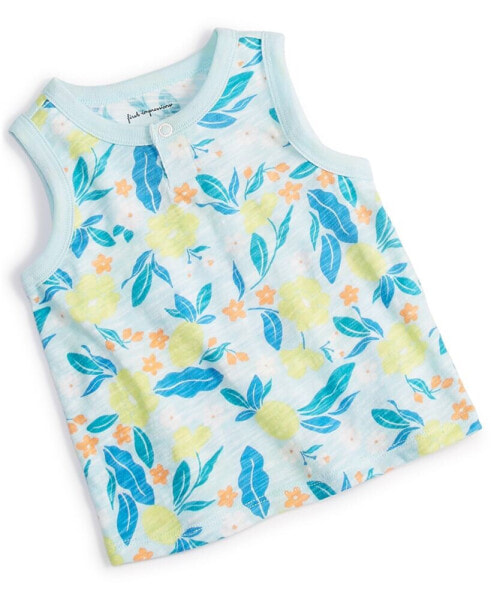 Baby Boys Elegant Tropical Floral-Print Henley Tank Top, Created for Macy's