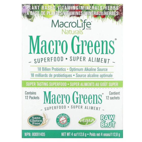 Macro Greens, Superfood, 12 Packets, 0.3 oz (9.4 g) Each