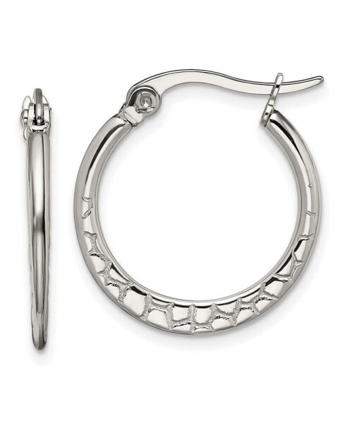 Stainless Steel Polished and Textured Hoop Earrings