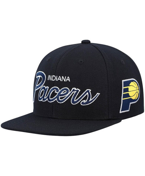 Men's Black Indiana Pacers Hardwood Classics Script 2.0 Snapback Hat