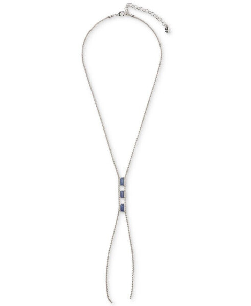 Silver-Tone Triple Stone Lariat Necklace, 18" + 3" extender
