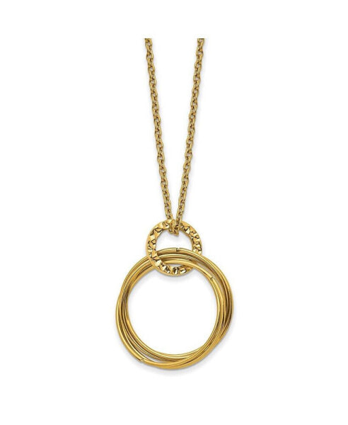 Yellow IP-plated Circle Pendant Cable Chain Necklace