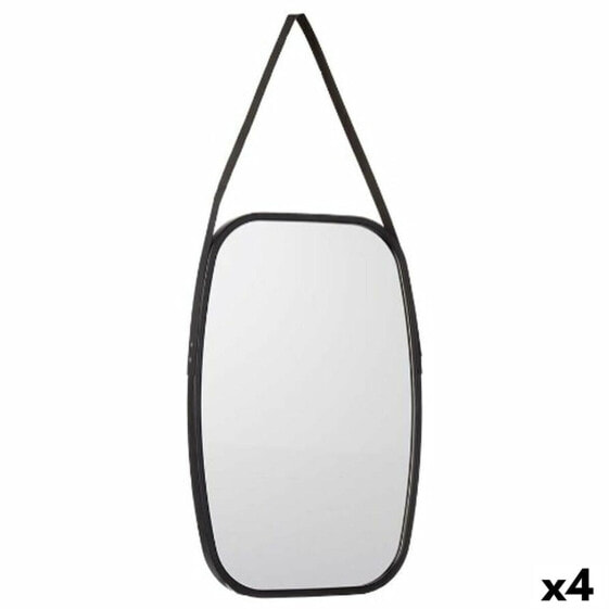 Настенное зеркало Чёрный Стеклянный Кожзам 43 x 65 x 3 cm (4 штук)