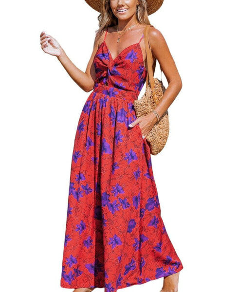 Women's Paisley Print Twisted Maxi Beach Dress