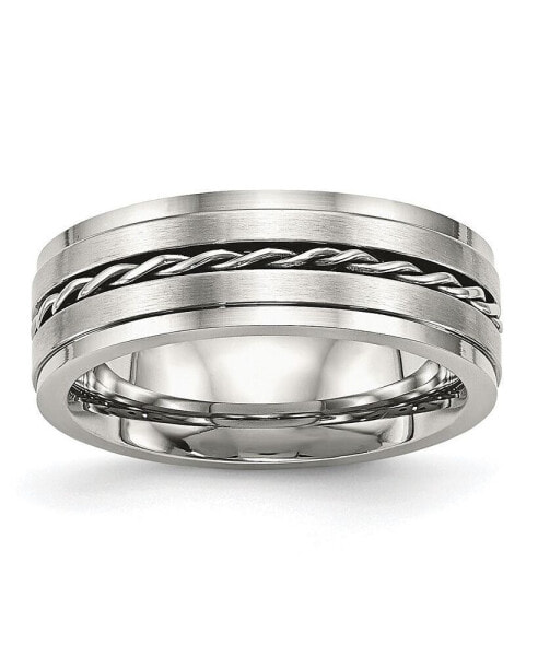 Stainless Steel Brushed and Polished Twisted 7mm Band Ring