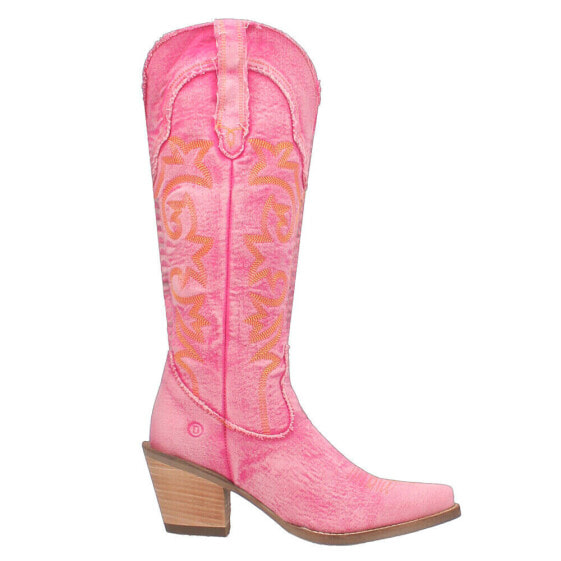 Dingo Texas Tornado Embroidered Snip Toe Cowboy Womens Pink Casual Boots DI943-