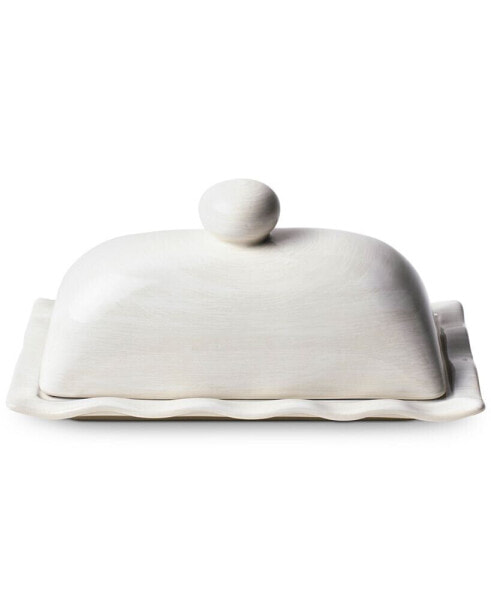 by Laura Johnson Signature White Ruffle Domed Butter Dish