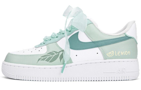 【定制球鞋】 Nike Air Force 1 Low 空军一号 手绘喷绘 清新柠檬树 欧根纱鞋带 潮流百搭 低帮 板鞋 女款 白绿 / Кроссовки Nike Air Force DD8959-100