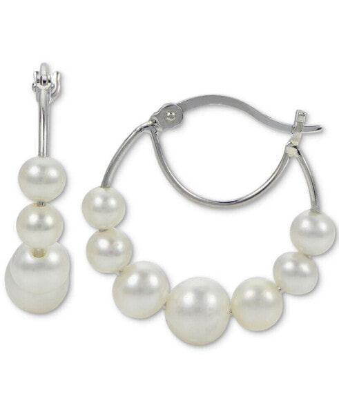 Cultured Freshwater Pearl (4 - 6-1/2mm) Graduated Hoop Earrings