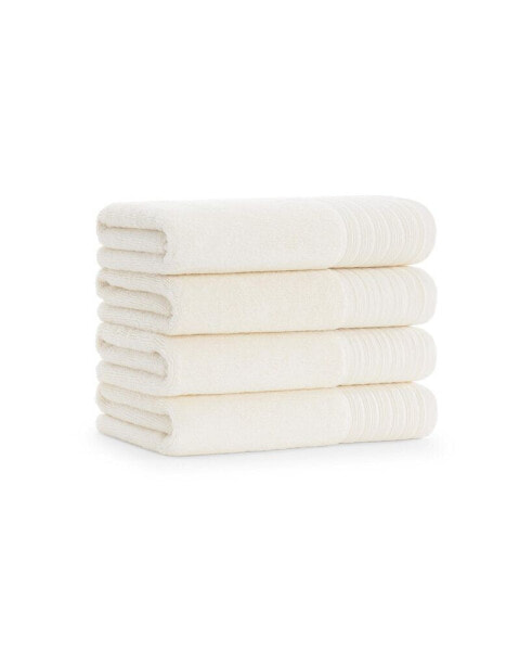 Anatolia Turkish Hand Towels (4 Pack), 18x32, 600 GSM, Woven Linen-Inspired Dobby, Ring Spun Combed Cotton, Low Twist