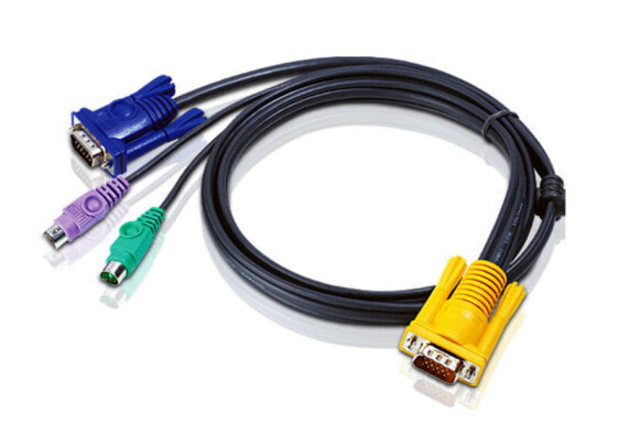 ATEN PS/2 KVM Cable 3m - 3 m - PS/2 - PS/2 - VGA - Black - HDB-15 + 2 x PS/2