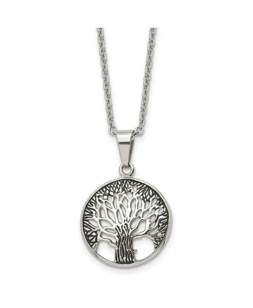 Antiqued Tree of Life Pendant Cable Chain Necklace
