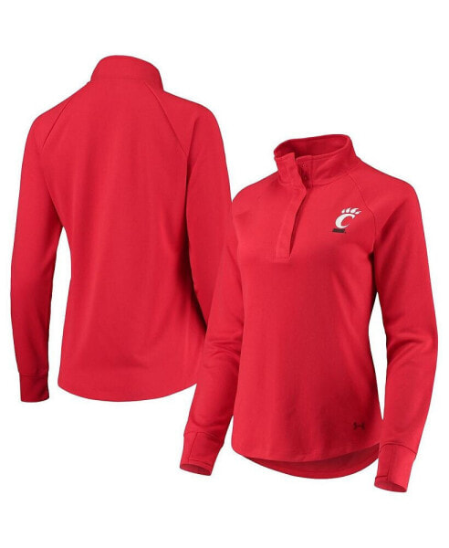 Women's Red Cincinnati Bearcats Double Knit Raglan Quarter-Snap Jacket