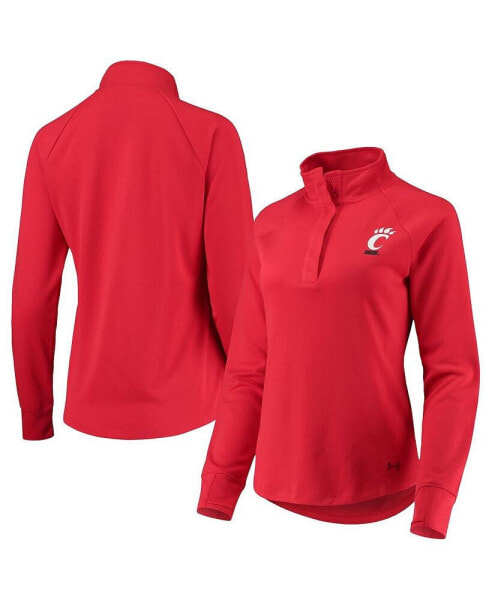 Свитшот Under Armour женский Красный Cincinnati Bearcats Double Knit Raglan Quarter-Snap.