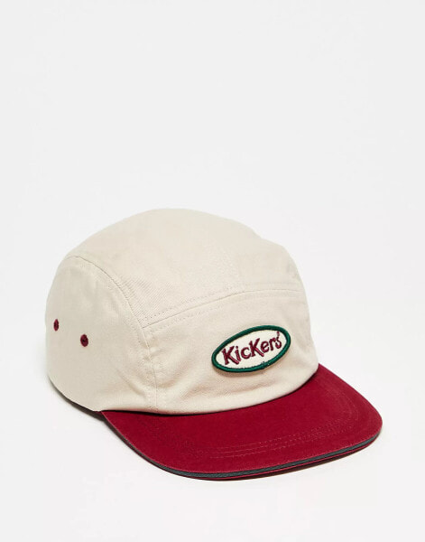 Kickers five panel cap in off white with contrast peak