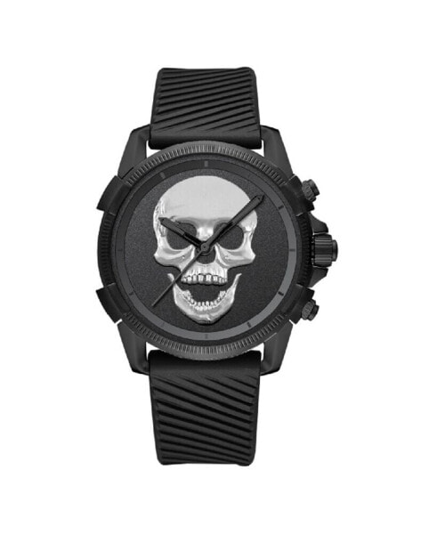 Men's Black Silicone Strap Watch 48mm