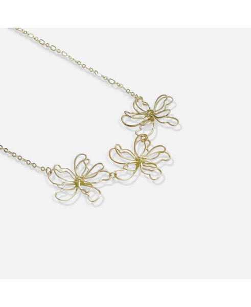 Sanctuary Project by 3D Modern Art Wire Flower Necklace Gold