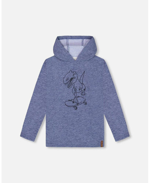 Big Boys Super Soft Brushed Hooded T-Shirt With Print Blue