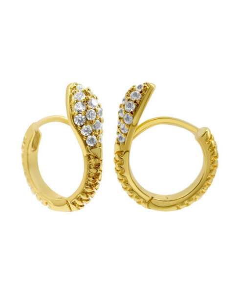 14K Gold-Plated Snake Crystal Wrap Huggie Earrings