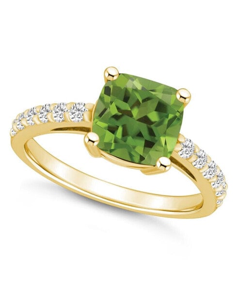 Peridot (2-3/8 Ct. T.W.) and Diamond (1/3 Ct. T.W.) Ring in 14K Yellow Gold