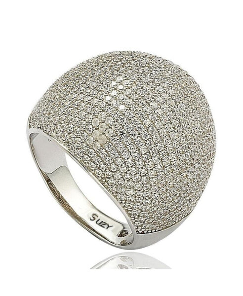 Suzy Levian Sterling Silver Cubic Zirconia Large Pave Dome Ring