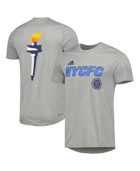 Men's Heather Gray New York City FC Team Jersey Hook AEROREADY T-shirt