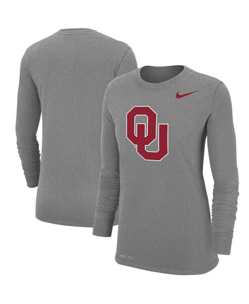 Women's Heathered Gray Oklahoma Sooners Logo Performance Long Sleeve T-shirt