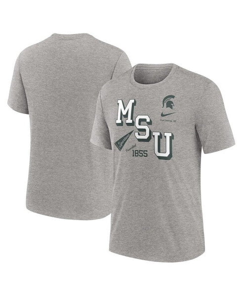 Men's Heather Gray Michigan State Spartans Blitz Roll Call Tri-Blend T-Shirt