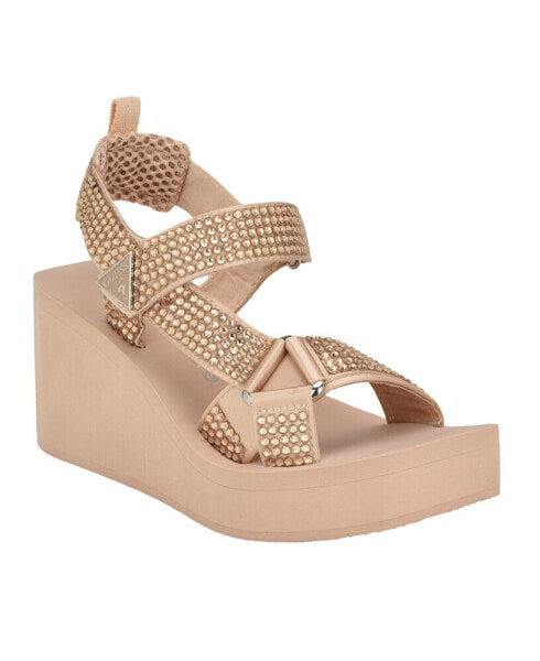 Women's Dawsin Rhinestone Eva Strappy Wedge Sandals