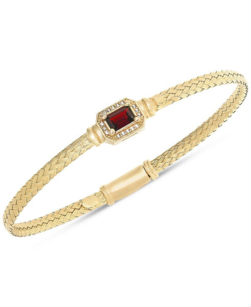 Garnet (5/8 ct. t.w.) & White Topaz (1/5 ct. t.w.) Weave Link Bangle Bracelet in 14k Gold-Plated Sterling Silver (Also in Peridot)