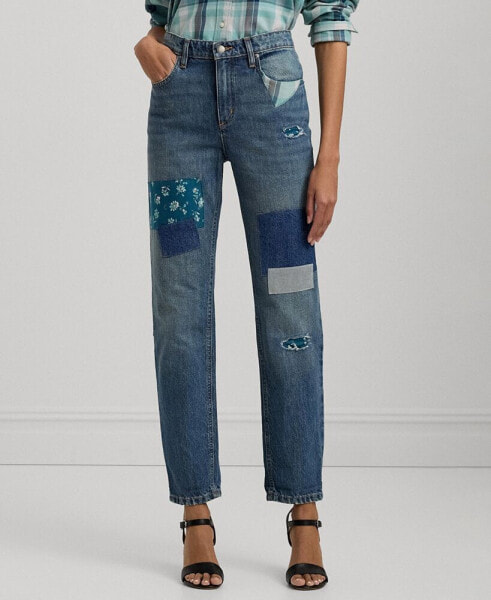 Women's Patchwork Boyfriend Jeans, Regular & Petite