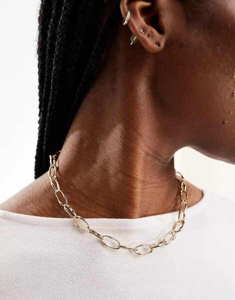 ASOS DESIGN necklace with molten chain link design in gold tone