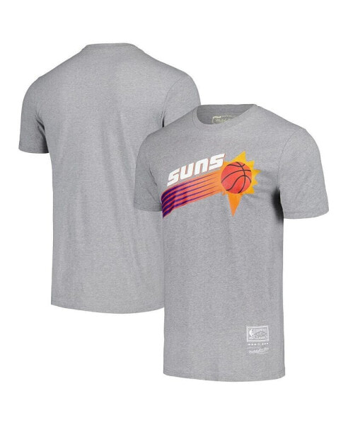 Men's and Women's Heather Gray Phoenix Suns Hardwood Classics MVP Throwback Logo T-shirt