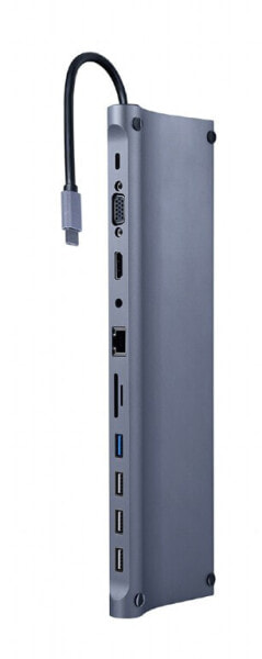 Gembird A-CM-COMBO11-01, Wired, USB 3.2 Gen 1 (3.1 Gen 1) Type-C, 87 W, 3.5 mm, Grey, Space Grey