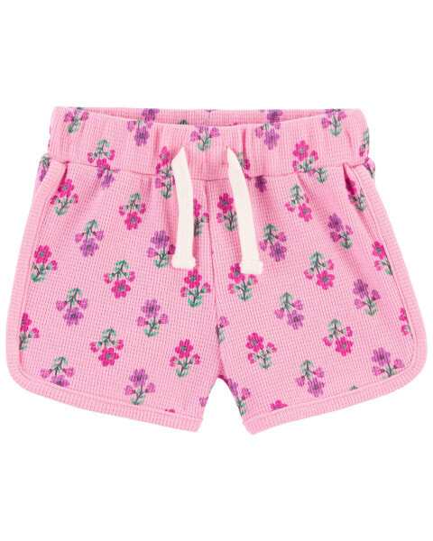 Baby Waffle Knit Pull-On Floral Shorts NB