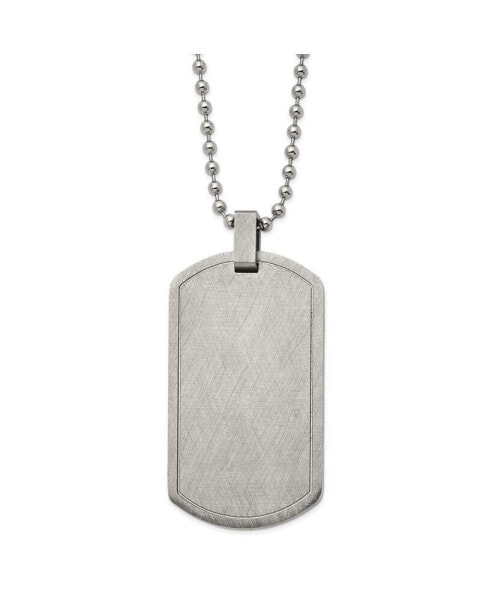 Brushed Scratch Finish Dog Tag Ball Chain Necklace