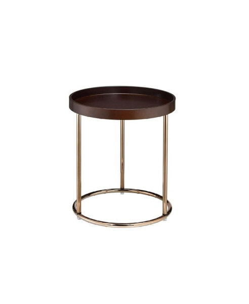 21.75" Espresso Edie Mid Century Lipped Edge Side Table with Copper Legs