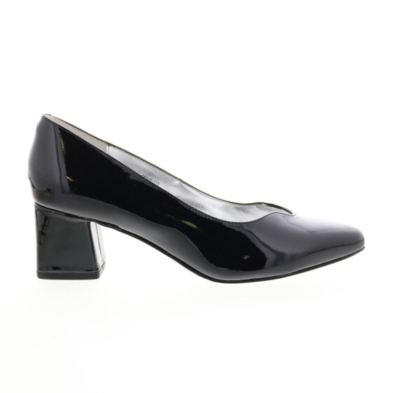 David Tate Creative Womens Black Leather Slip On Block Heels Shoes
