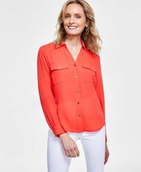 Women's Collared Button-Down Blouse, Created for Macy's