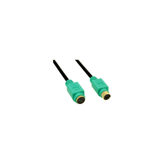 InLine PS/2 cable - M/F - black/green - golden contacts - 3m