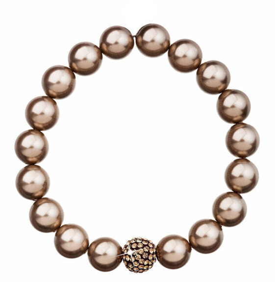 Pearl bracelet with bead with Preciosa crystals 33074.3 bronze