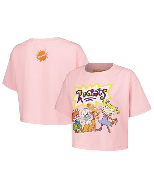 Women's Pink Rugrats Group Boxy Cropped T-shirt