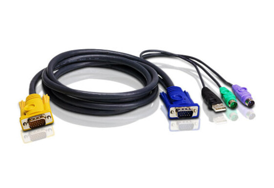 Кабель KVM ATEN PS/2 USB 3м - 3 м - PS/2 - PS/2 - VGA - черный - 2 x PS/2 - USB A - HDB-15