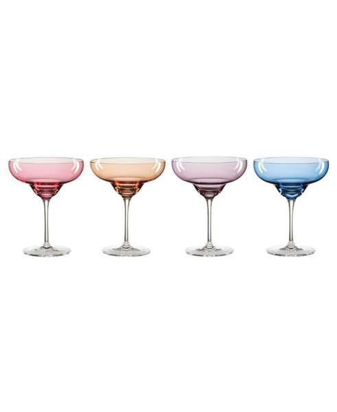 True Colors Margarita Glasses, Set of 4