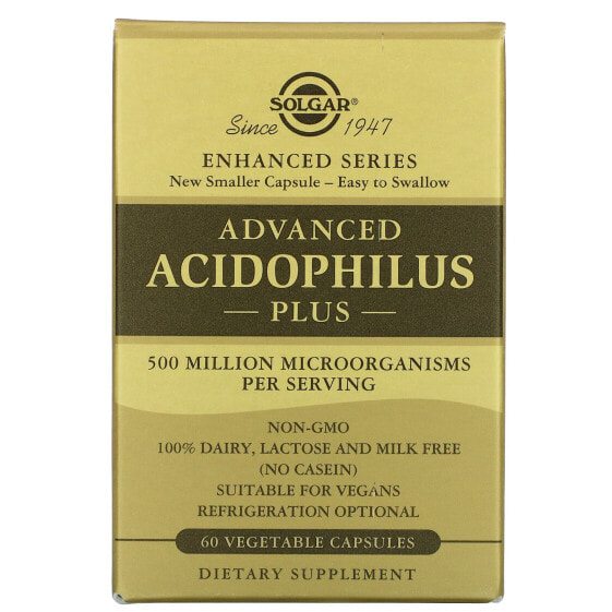 Solgar, Advanced Acidophilus Plus, 60 растительных капсул