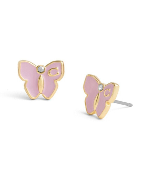 Purple Enamel Signature Butterfly Stud Earrings
