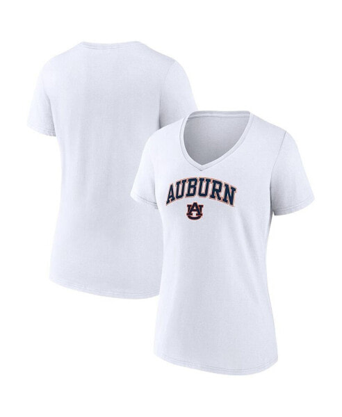 Women's White Auburn Tigers Evergreen Campus V-Neck T-shirt