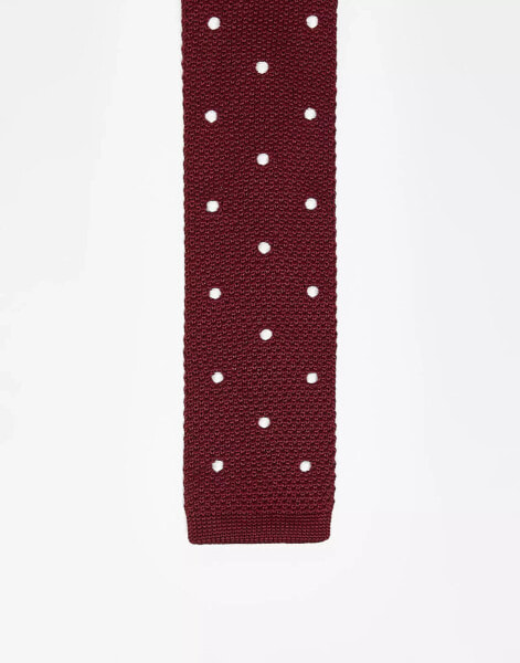 Ben Sherman polka dot knitted tie in red