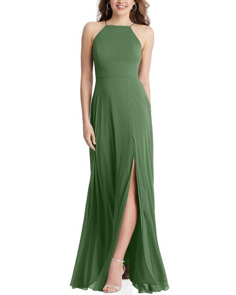 Lovely High Neck Chiffon Maxi Dress Women's 6