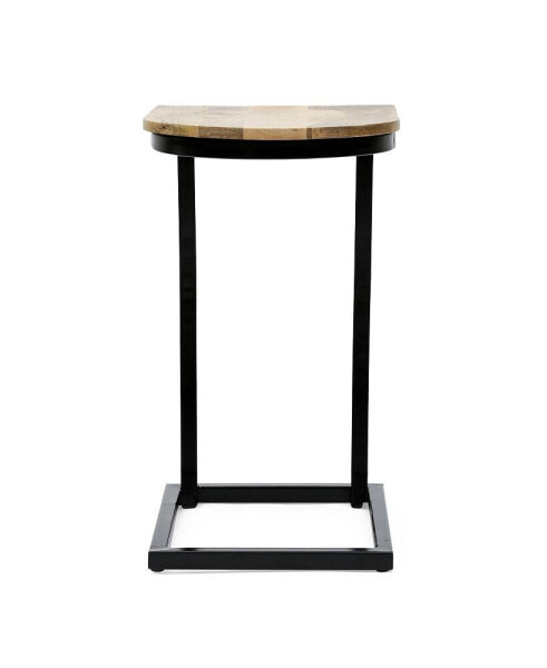 Artisan-Crafted Mango Wood End Table With Iron Frame